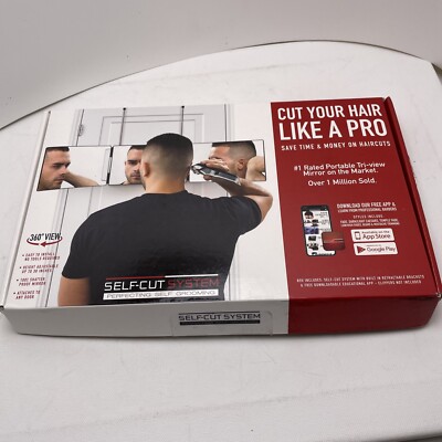 Self Grooming Hair Cut Set Self Cut System Portable Tri-View Mirror Perfecting 