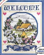 Cottage Floral Welcome Sampler Kit Counted Cross Stitch 8x10 Vtg Bucilla Gallery