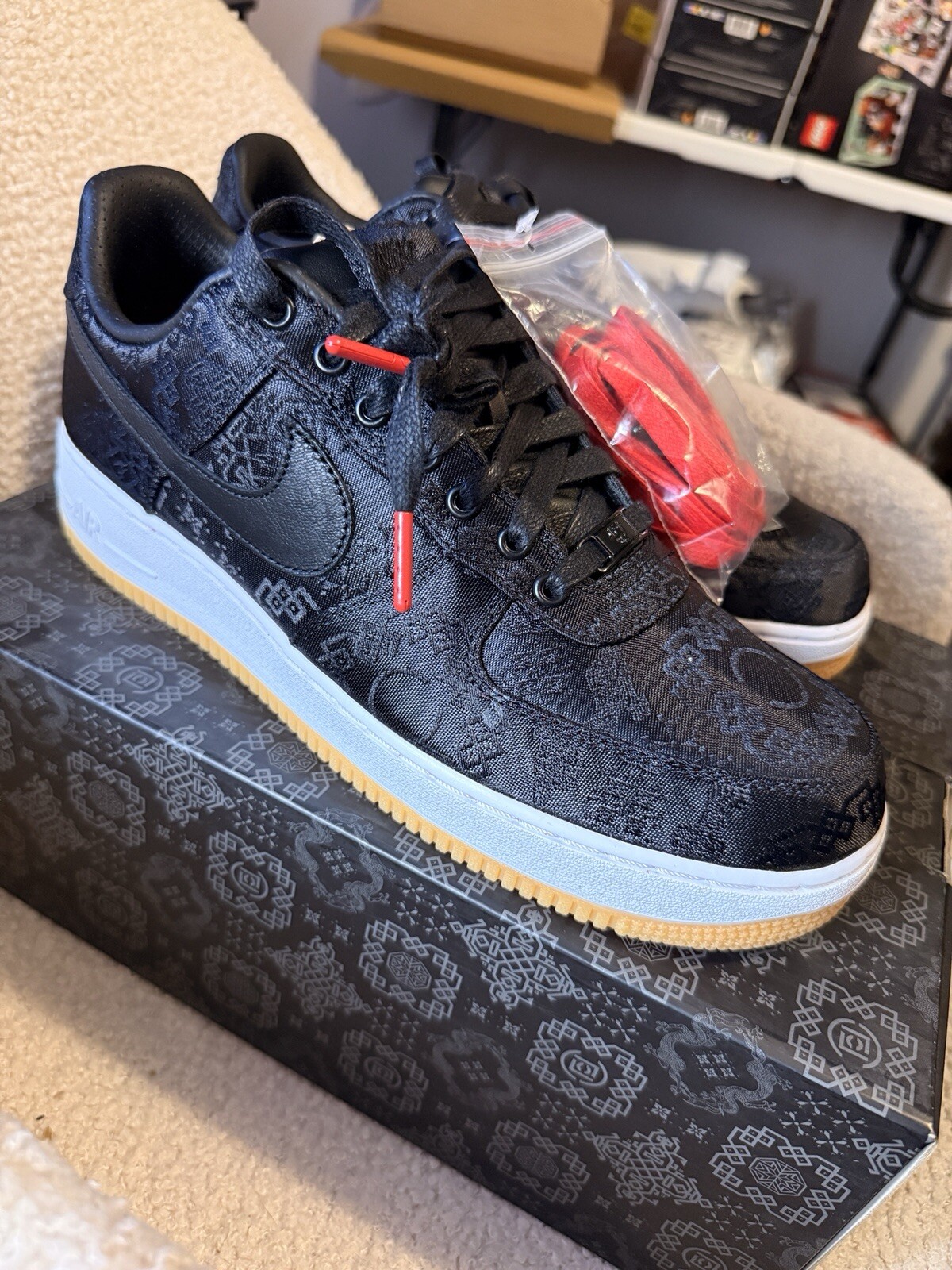 Nike Air Force 1 x Fragment Design x CLOT Black Silk AF1 CLOT CZ3986-001 Size 10