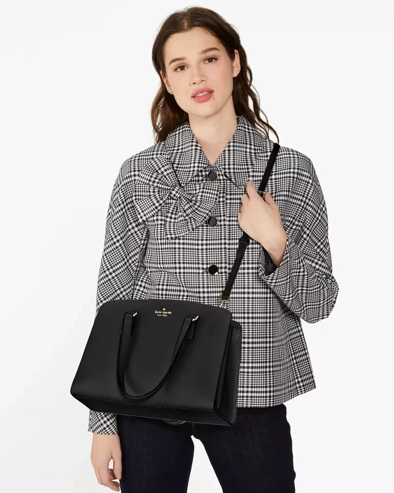 NWB Kate Spade Perry Black Leather Satchel Purse KG025 Retail $399