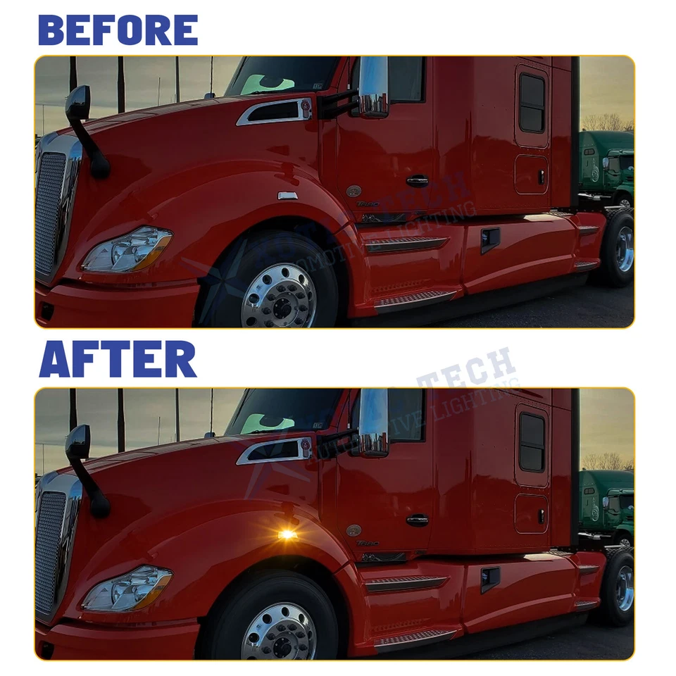 Luz indicadora LED ámbar 2x para Kenworth T680 Peterbilt 567 Foto 2 de 4