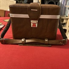 Vintage Learher Hard Camera Case Shoulder Strap Buckle Closure Pocket Italy