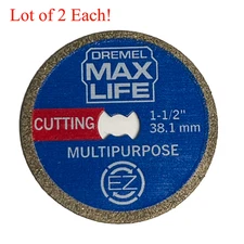 2 Each New Dremel Max Life 1-1/2" 38.1mm Diamond Cutting Wheels (EZ545HP)