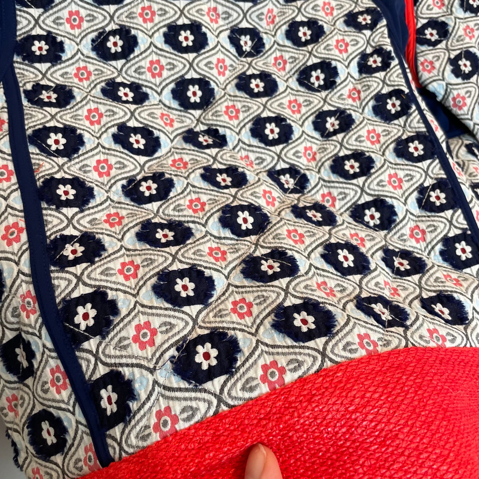 TORY BURCH Rainford Quilted Jacket Sz 2 Quilt Coat Blazer Daisy Jacquard Floral thumbnail 5