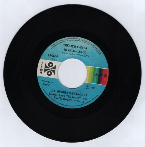 LA SONORA MATANCERA La Vencina / Mexico Canta Mi Guaguanco ORFEON 7" 45 rpm - Picture 2 of 3