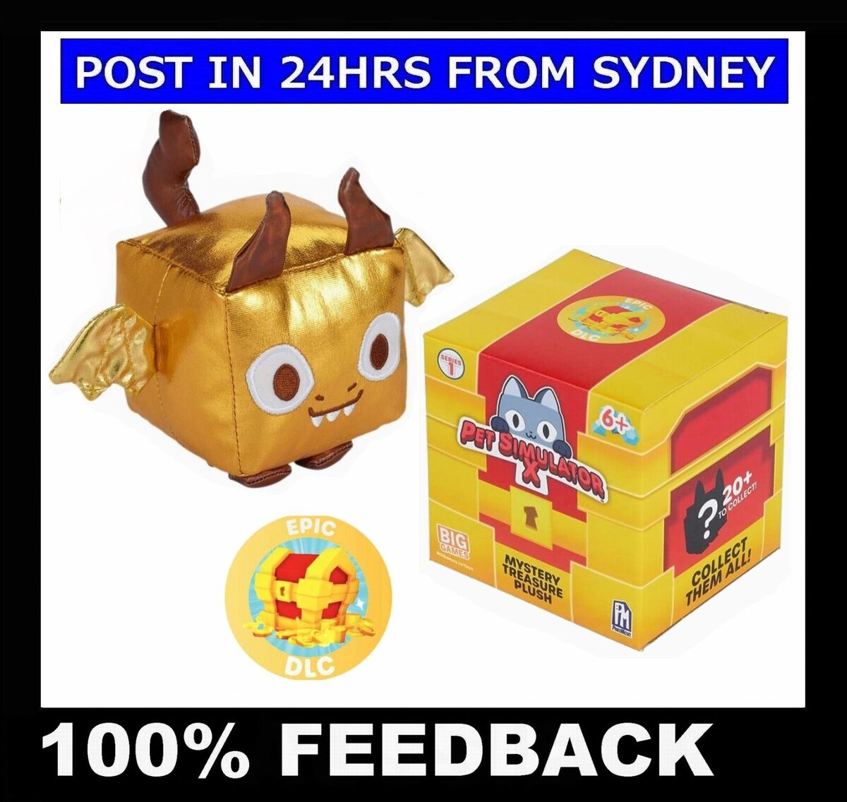 Pet Simulator X Mystery PLUSH + CODE ~ SELECT ROBLOX BIG GAMES PET Gold  Metallic