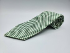 Rooster   Ruffler collection Cotton Tie fine Green White Plaid. W-3 3/4  L-54  