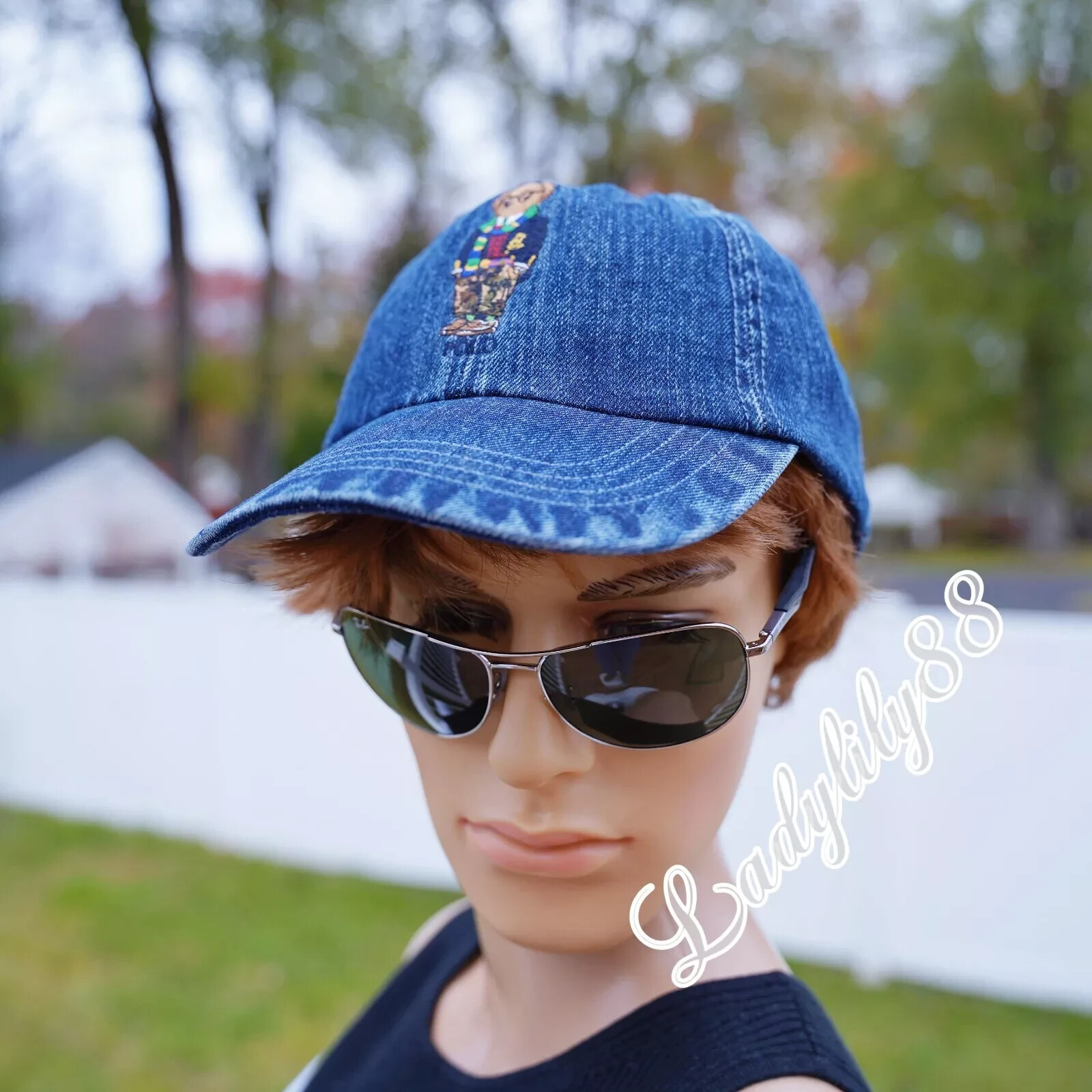 Cappello berretto baseball Polo Ralph Lauren nuovo con etichette pony orso cinturino regolabile autentico