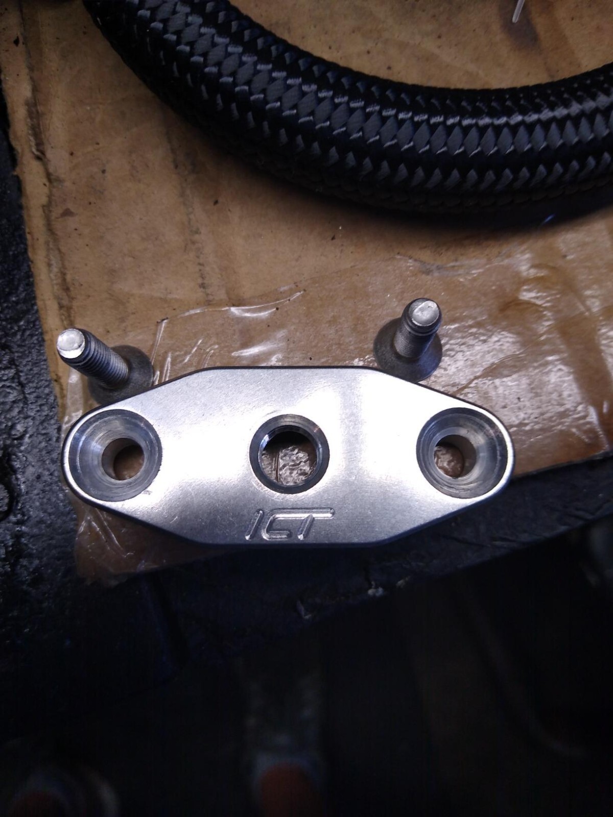 ICT Billet 1/8 NPT LS Turbo Oil Feed Adapter Plate for Turbochargers