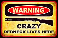 *WARNING CRAZY REDNECK* MADE IN USA! METAL SIGN 8X12 MAN CAVE BAR KEEP OUT AMMO