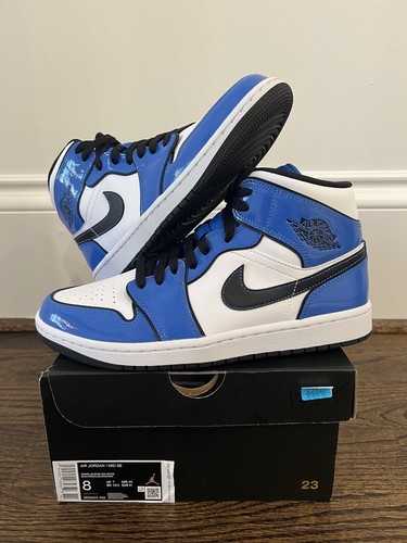 NIKE AIR JORDAN 1 MID SE SIGNAL BLUE DD6834-402 BLACK WHITE ROYAL MEN / GS  | eBay