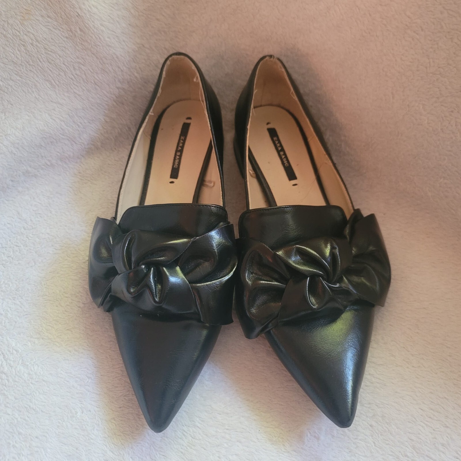 Zara Basic Flats with Oversized Bow - Black - image 1