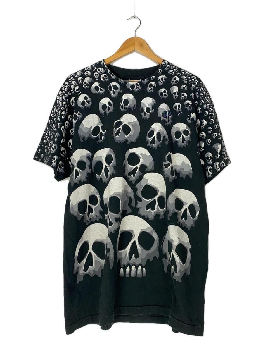 ALTRA T shirt altre marche anni 90 BLU LIQUIDO XL COTONE NERO TESCHIO usate