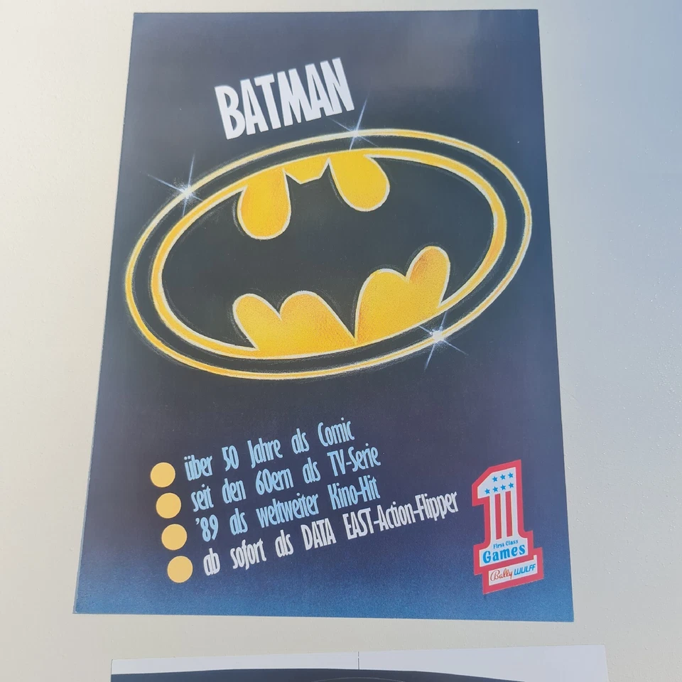 Bally Data East Batman Pinball Flyer Flipper Werbeflyer Promo mit Aufkleber - Bild 2 von 4