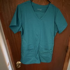 WonderWink Women s Teal Solid Medical Scrub Set V-Neck Top Pants
