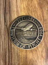 Museum of Flight 1984 Boeing 3" Medallion -767, 1981 -B &W 1916, Red Barn.