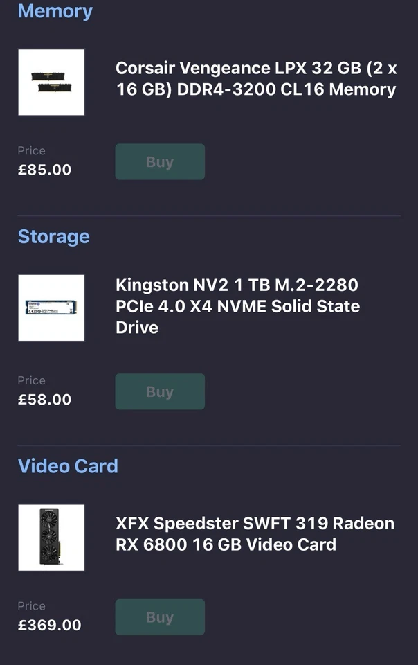 Gaming PC Ryzen 5700x Radeon 6800 16GB 32GB RAM - Image 3 of 4
