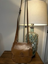 Dooney Bourke Alto Happy Crossbody Saddle Bag Tan Brown Vintage READ