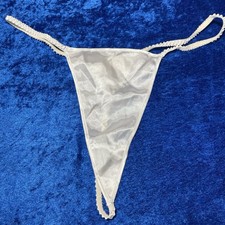 Vintage Fredericks Of Hollywood Shiny Satin Gstring Thong Panties White XL