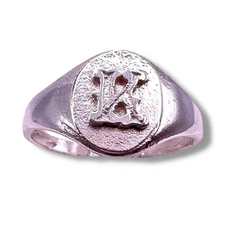 Initial Letter K Signet 925 Sterling Silver Child Baby Pinky Ring Size 3