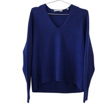 Vince Cashmere Knit Sweater Blue Womens Size S V Neck Long Sleeve Pullover