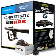 Für BMW 3er Compact Typ E46 Anhängerkupplung abnehmbar +eSatz 7pol uni 01- NEU