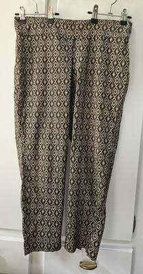 Ruby Rd. Womens Geometric Cropped Pants Stretch Beige Black 10 Petite