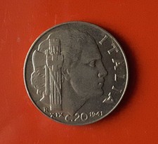 20 CENTESIMI 1941 ERRORE - FRATTURA DI CONIO AL ROVESCIO [V060]