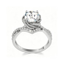 2 Carat Twisted Moissanite Engagement Ring for Women Sterling Silver 925 with...
