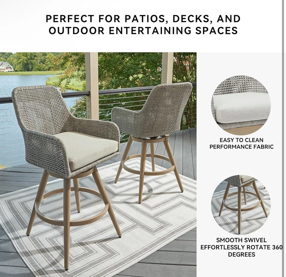 Taburetes de bar giratorios para exteriores Design by Ashley Seton Creek (juego de 2) - NUEVOS P798-130 Foto 3 de 4