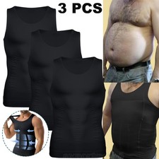 Men 3 Pack Slimming Vest Compression Shirt Tank Gynecomastia Moobs Tank Control
