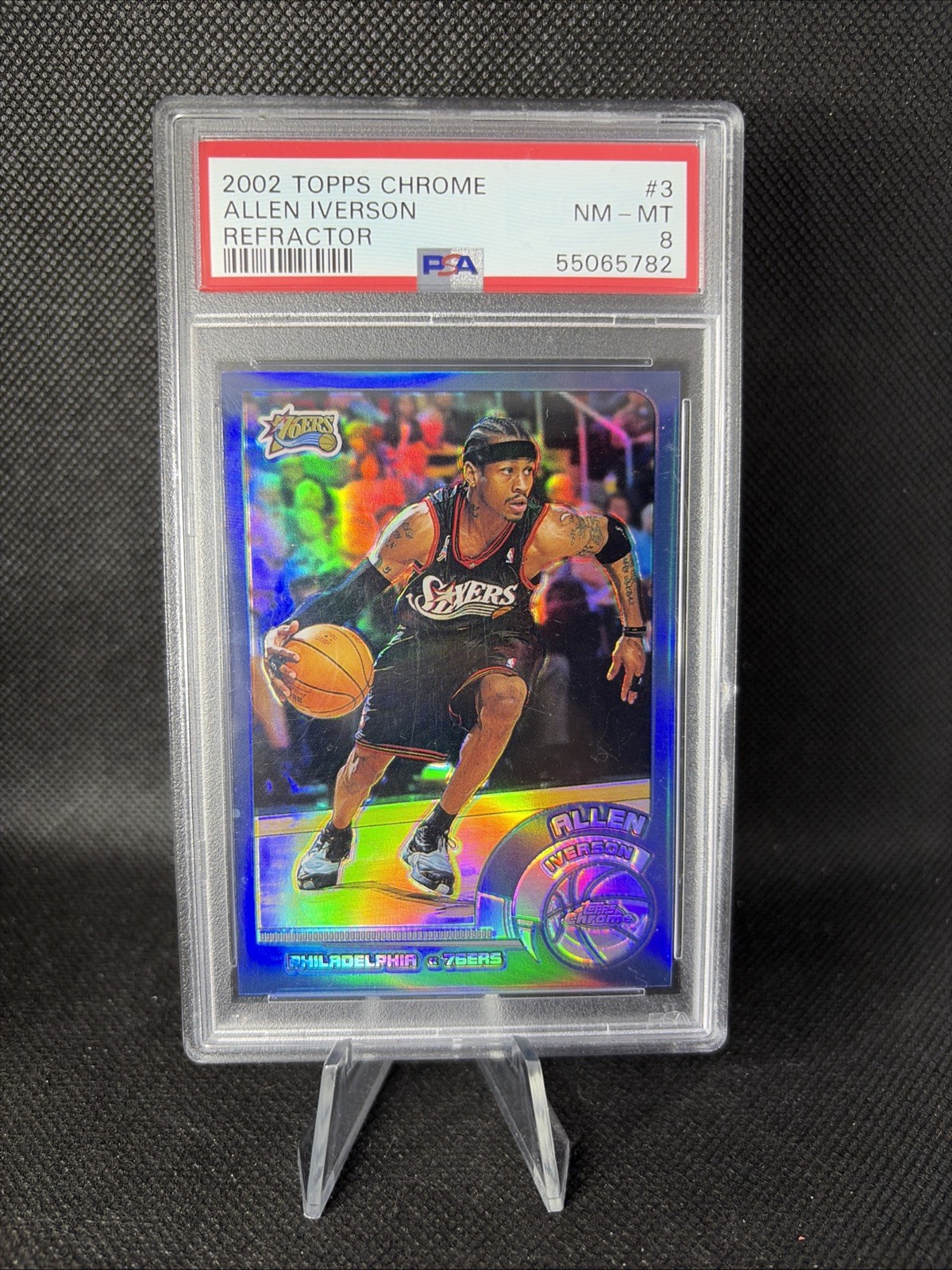 2002 TOPPS CHROME REFRACTOR #3 ALLEN IVERSON PSA 8