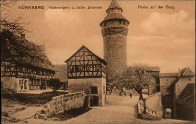 Nurnberg Vestnerturm tiefer Brunnen Germany vintage postcard p242