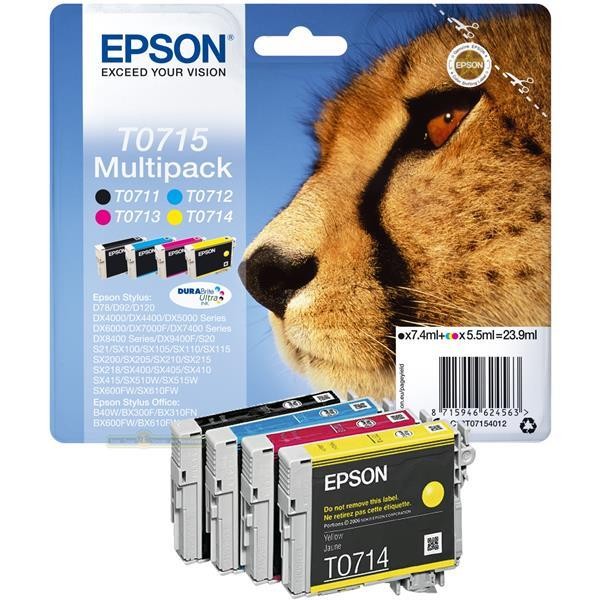 Original Epson Tintenpatronen T0715 4Er Multipack Black Cyan Magenta Yellow-image