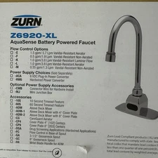 Zurn Z6920-Xl (missing control box)  Hydro-Powered Gooseneck Sensor Faucet
