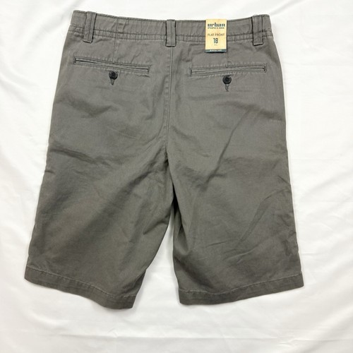 Urban Pipeline Shorts Boys Size 18 REG. Gray Chino Flat Front Adj Waist - Picture 2 of 16