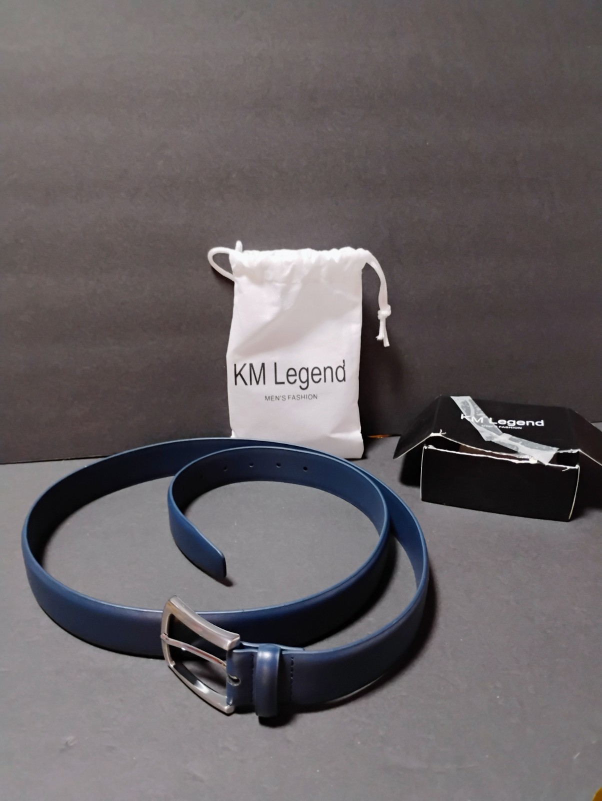 KM Legend Men's Genuine Leather Dress Belt NL-Blue 48 Brand New