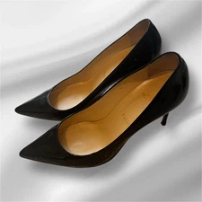 Christian Louboutin Pumps Heel Leather Black EU36.5 US6.5 Japan F/S USED