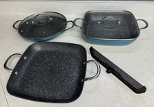 Curtis Stone ~ Non-stick Cookware Set ~ 6 Piece Set ~ Aqua