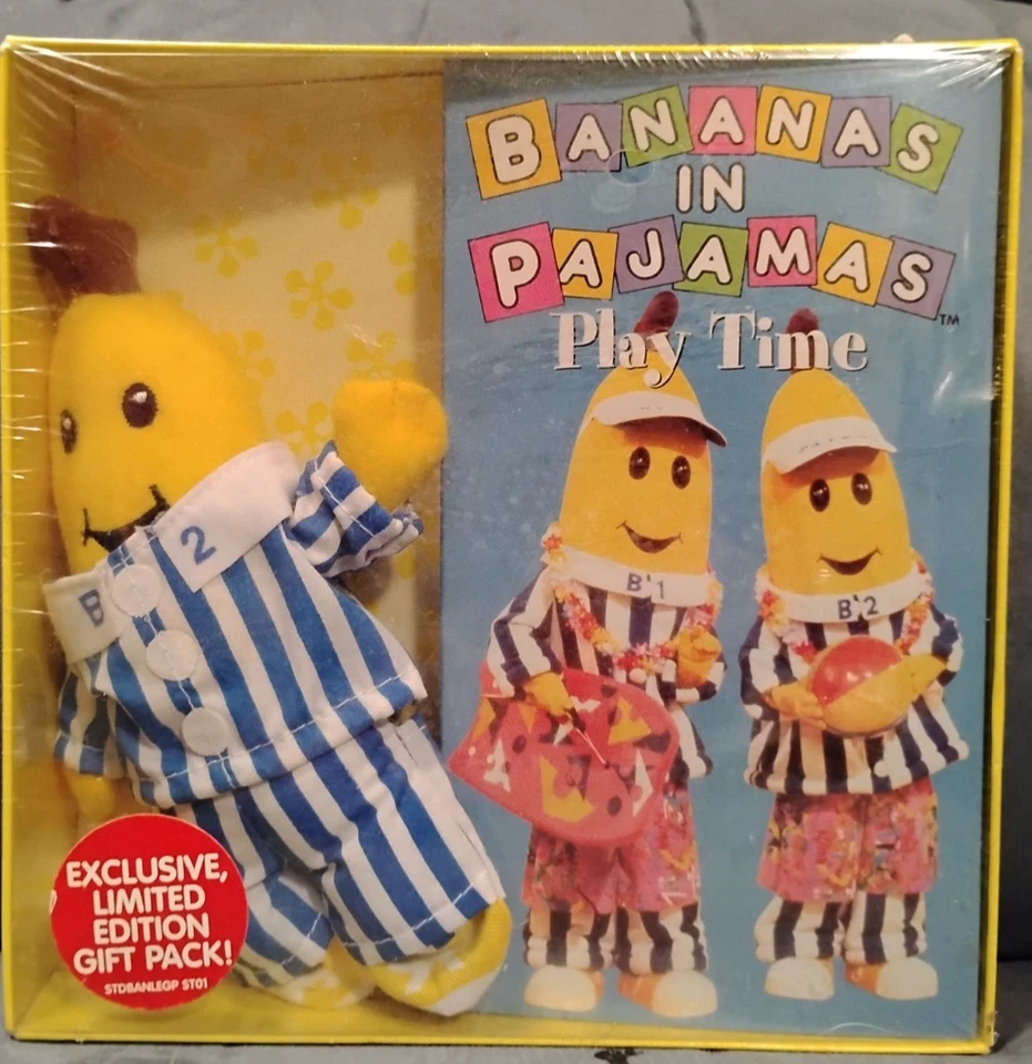Bananas in Pajamas 7" Plush & Play Time VHS New Sealed Limited Box Set 1997 TOMY - Image 4 of 4