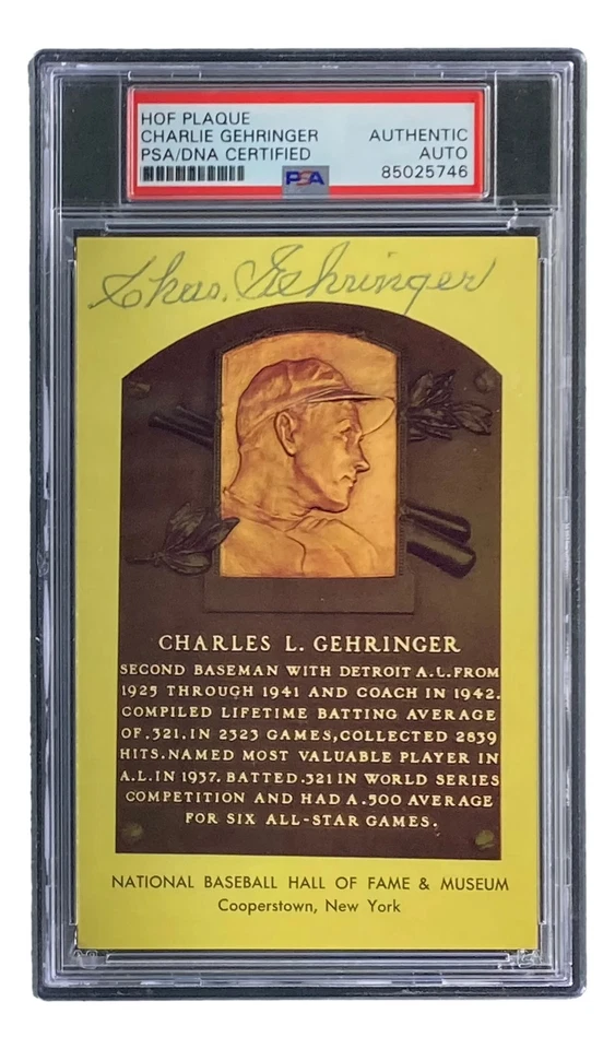 Tarjeta de placa firmada por Charlie Gehringer 4x6 de los Tigres de Detroit de la corte PSA/DNA 85025746 Foto 4 de 4
