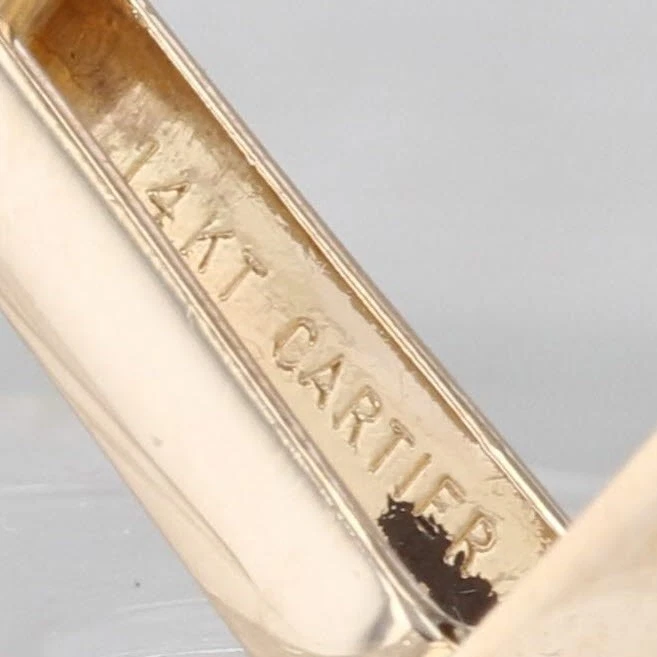 卡地亚可雕刻金条袖扣 14k 黄金折叠杆背 — 第 4/4 张图片