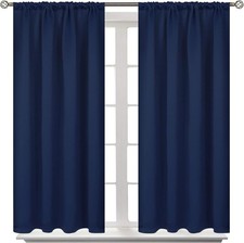 BGment Short Blackout Curtains for Bedroom 42"W x 45"L Pack of 2 , Navy Blue