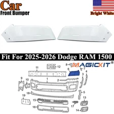 MagicKit Front Bumper Upper Side Cover Cap Bright White Fit Dodge RAM 1500 2025+