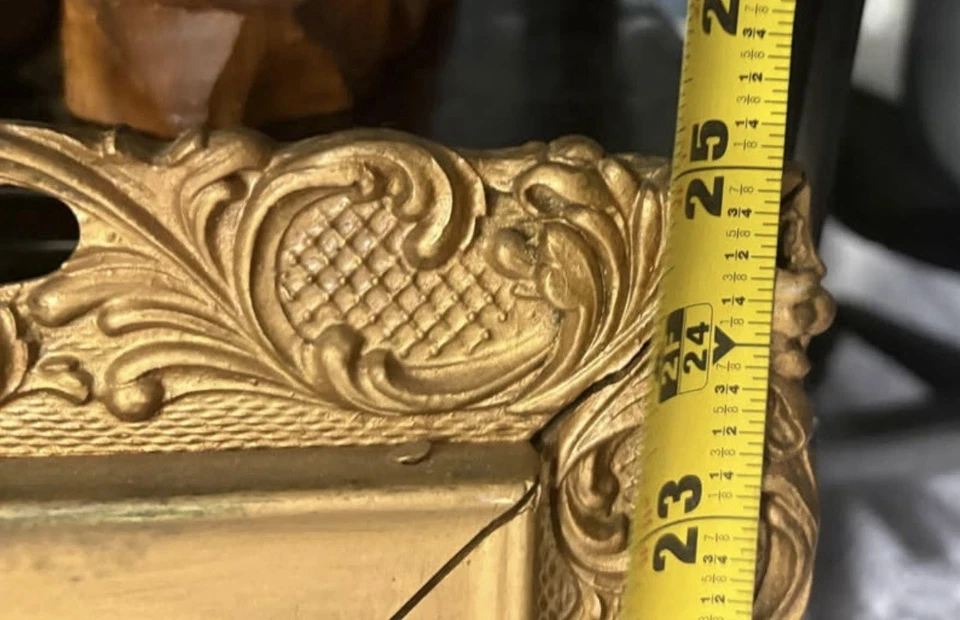 Antiguo retrato victoriano pintura hombre con chuletas de cordero ornamentado marco dorado 21x25 Foto 3 de 4