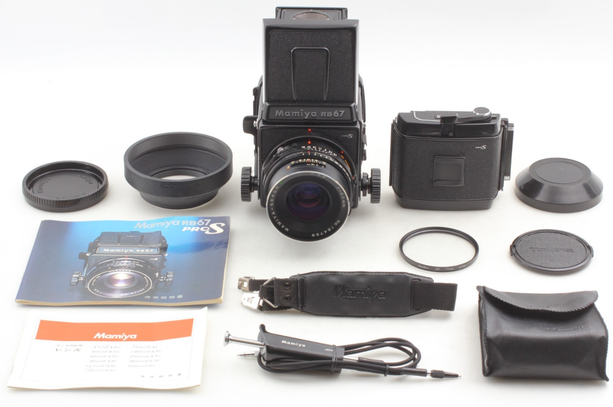 フィルムカメラ MAMIYA RB67 PRO S + F3.8 90mm Near Mint w/Strap] Mamiya RB67 Pro S Film Camera 90mm f3.8 C