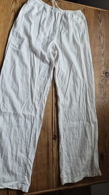 Bershka Leinen Hose Damen Gr. S Cremeweiß