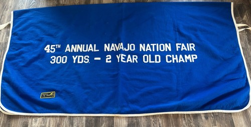 Vtg Horse Race Banner Blanket By Simco 2 Yr Old Champion 45th Navajo Nation Fair