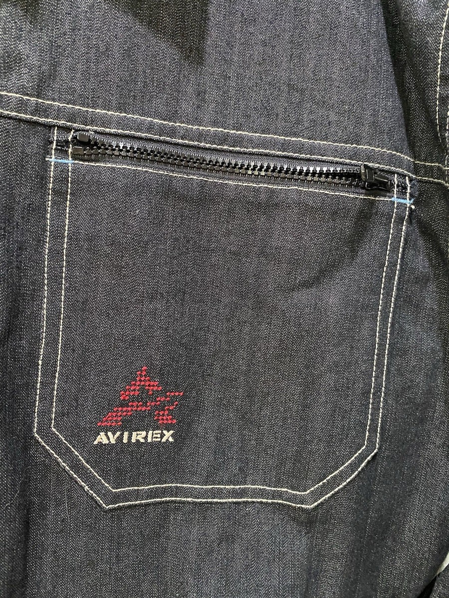 AVIREX　EMBROIDERY DENIM JAKET Avirex Embroidered Stitched Denim Work Jacket Disel XL | eBay