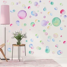 150 Pieces Large Polka Dot Wall Decals Watercolor Dots Wall Stickers Rainbow Col